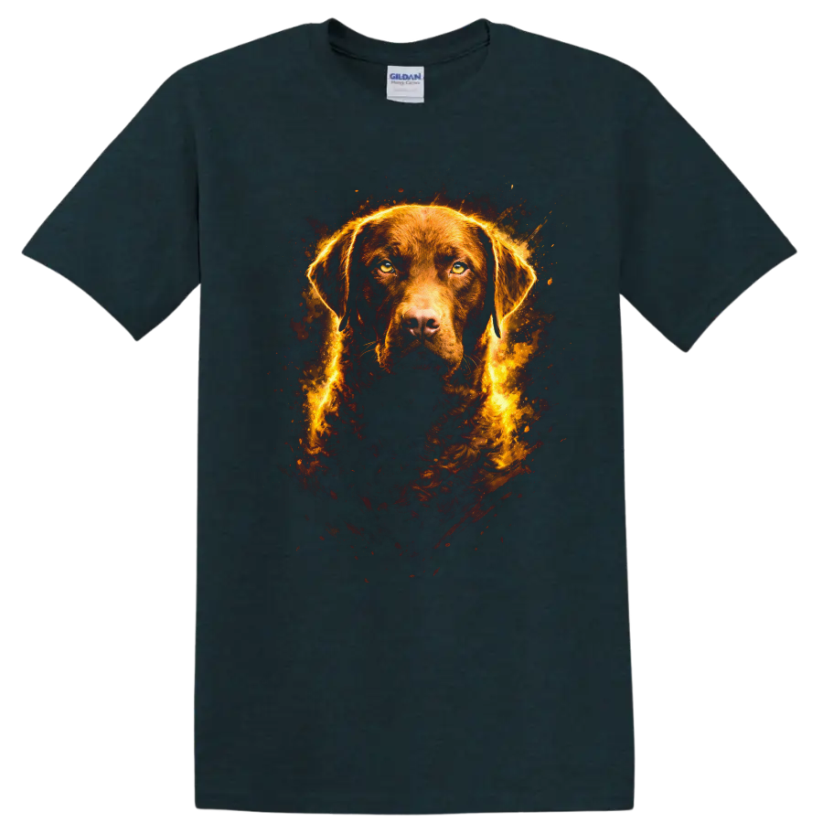 Fiery Labrador Portrait Dog Breed T Shirt for Pet Lovers - Midnight (Green)