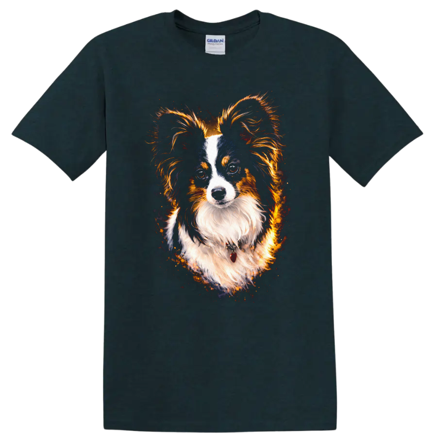 Australian Shepherd Watercolor Portrait T Shirt for Dog Lovers on a Midnight (Green) T Shirt