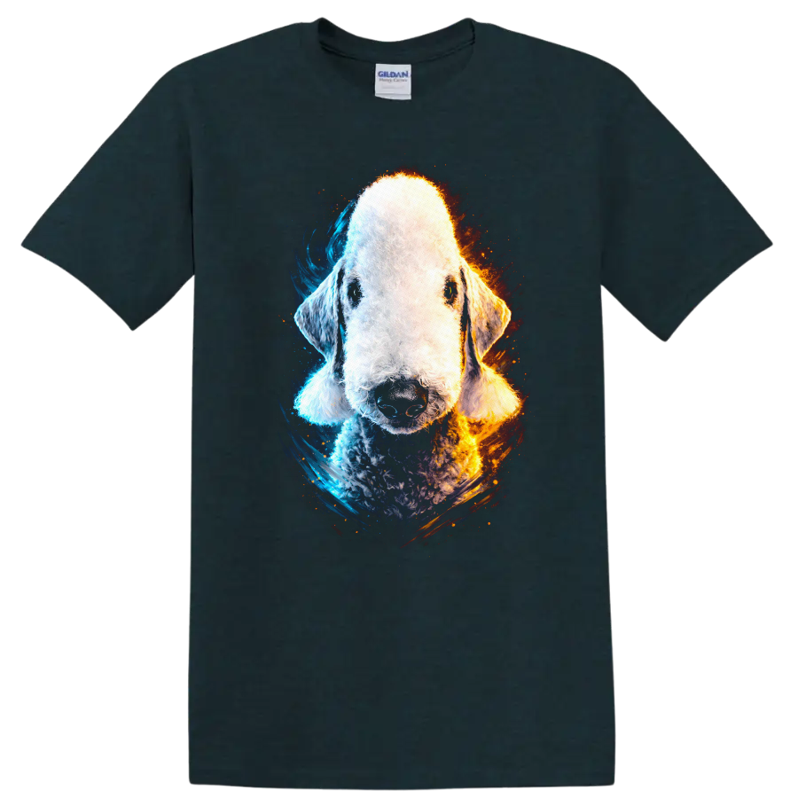 Colorful Old English Sheepdog Portrait Dog Lover T Shirt on a Midnight (Green) T Shirt