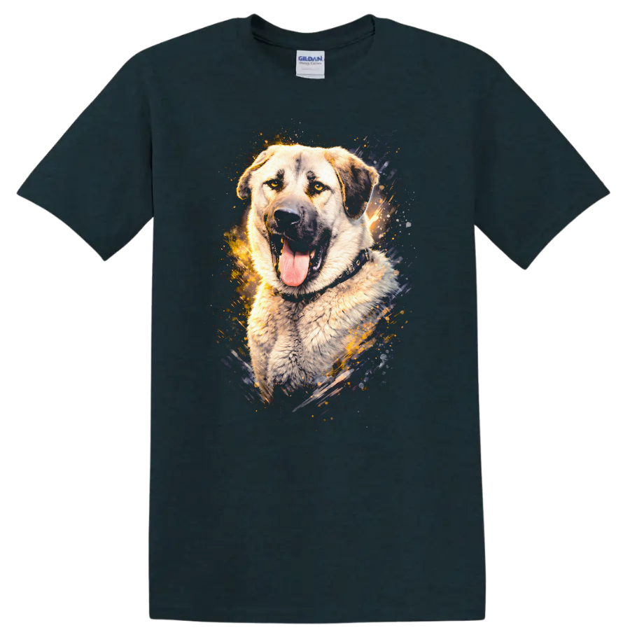 Loyal Dog Portrait Splash Art T Shirt for Breed Lovers on a Midnight (Green) T Shirt