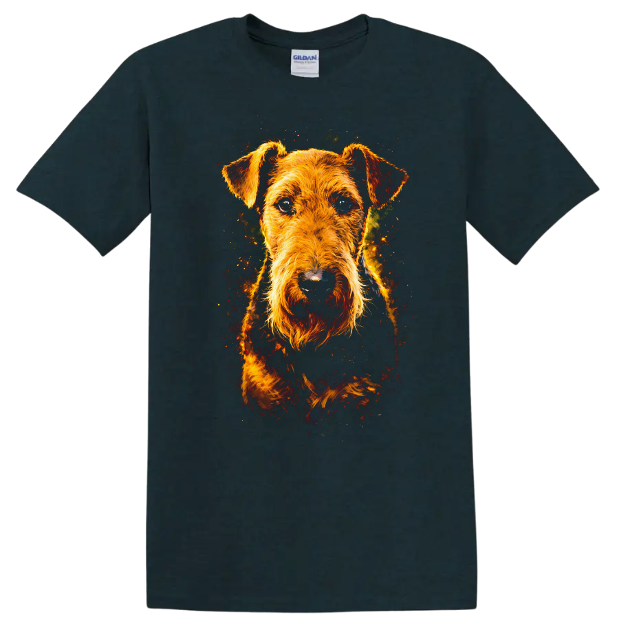 Wirehaired Terrier Dog Portrait T Shirt for Dog Lovers on a Midnight (Green) T Shirt