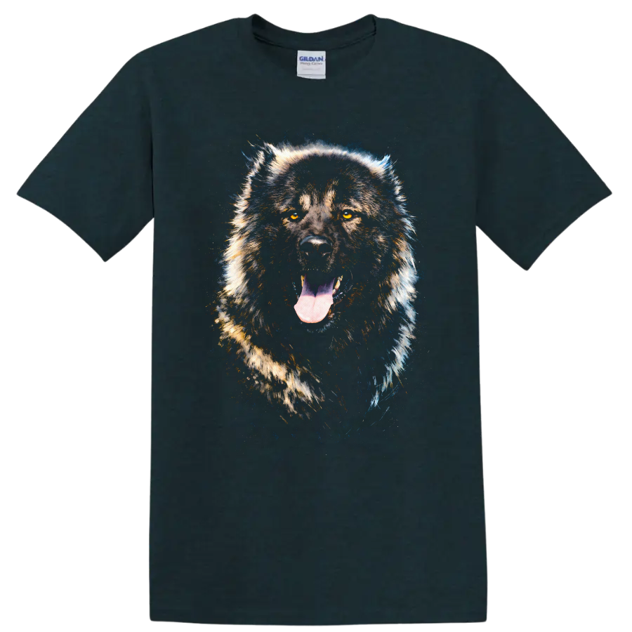 Majestic Wolf Portrait T Shirt for Dog Lovers Wildlife Graphic Tee on a Midnight (Green) T Shirt
