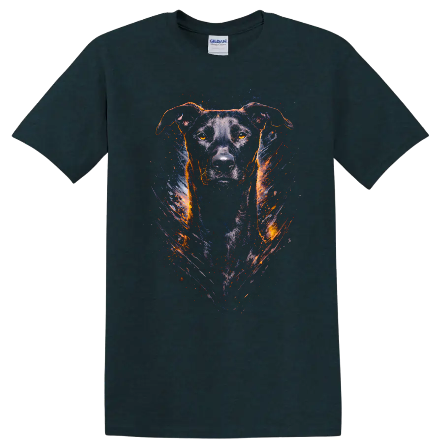 Colorful Dog Portrait Graphic T Shirt for Dog Lovers - Midnight (Green)