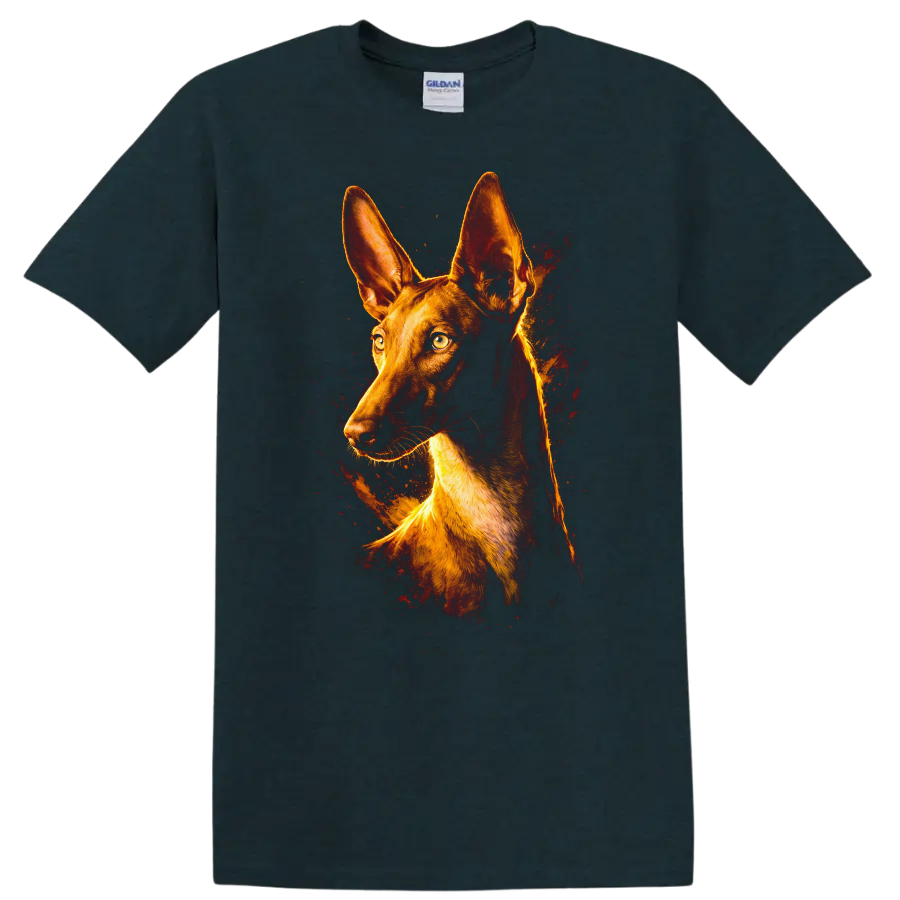 Shiba Inu Dog Portrait Fire Glow T Shirt for Dog Lovers on a Midnight (Green) T Shirt