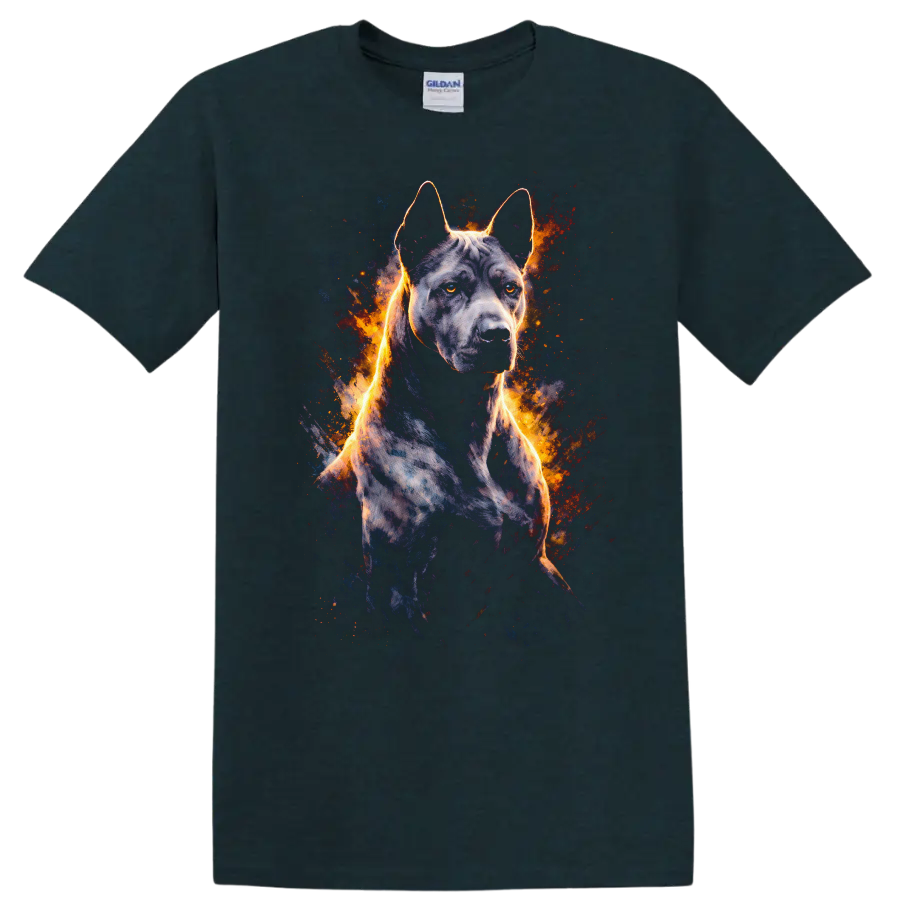 Cane Corso Neon Splash Dog Portrait T Shirt for Breed Lovers on a Midnight (Green) T Shirt
