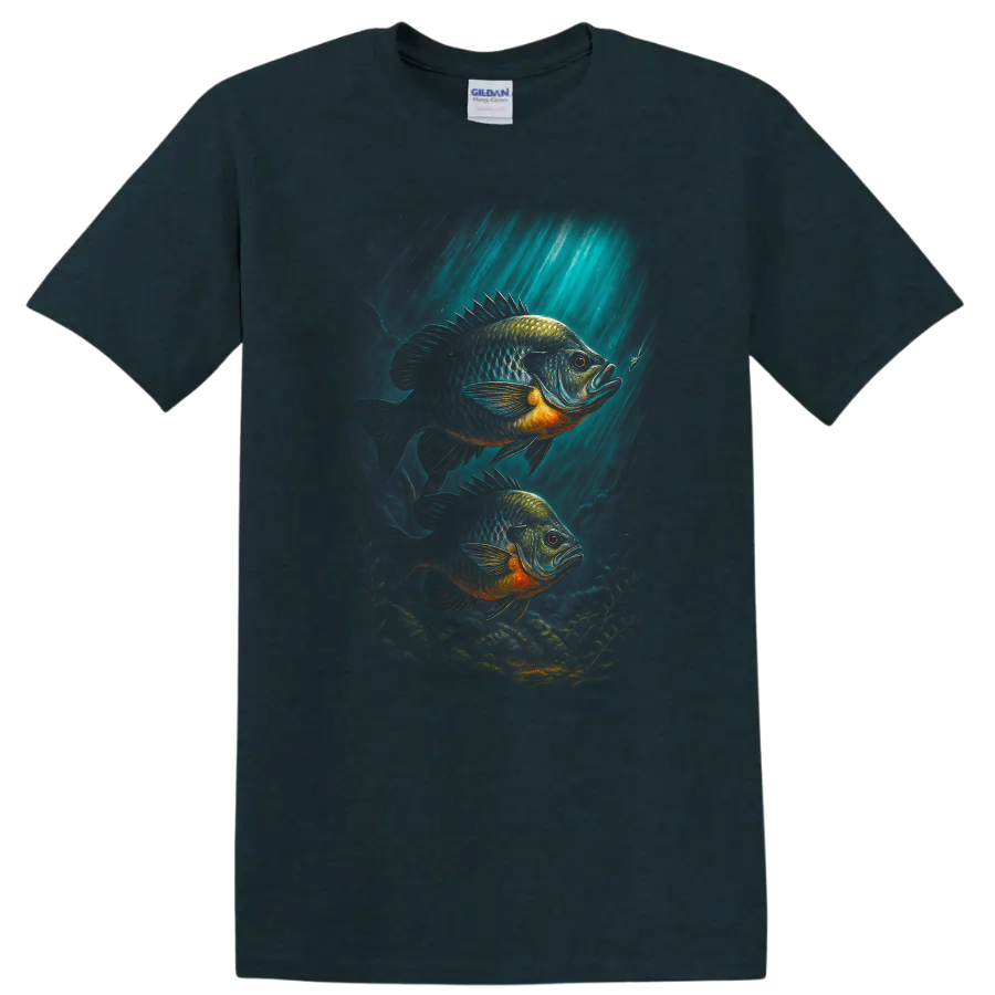 Colorful Fish Underwater Art T Shirt for Anglers and Nature Lovers - Midnight (Green)