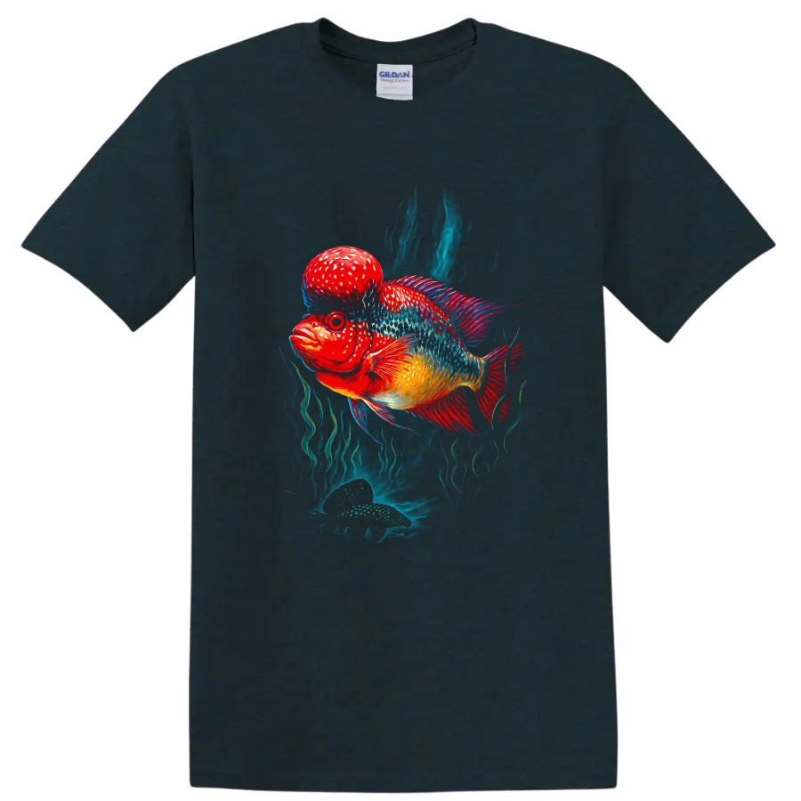 Colorful Betta Fish Art T Shirt Vibrant Tropical Aquarium Graphic - Midnight (Green)