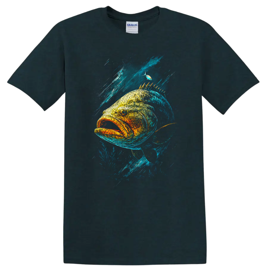 Colorful Big Fish Ocean Splash Graphic T Shirt - Midnight (Green)