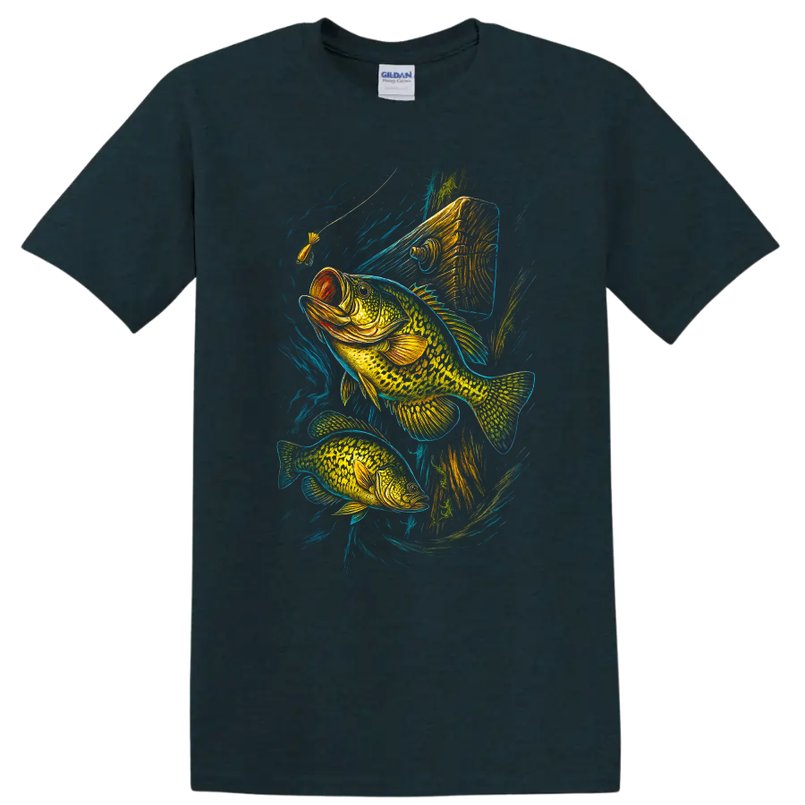 Bass Fishing Fish T Shirt Vibrant Neon Largemouth Artwork for Anglers - Midnight (Green)