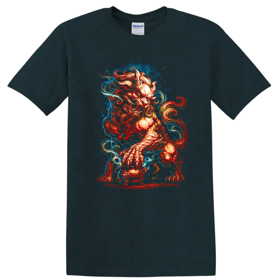 Japanese Style Oni Demon Art T Shirt for Dark Aesthetic Fans - Midnight (Green)