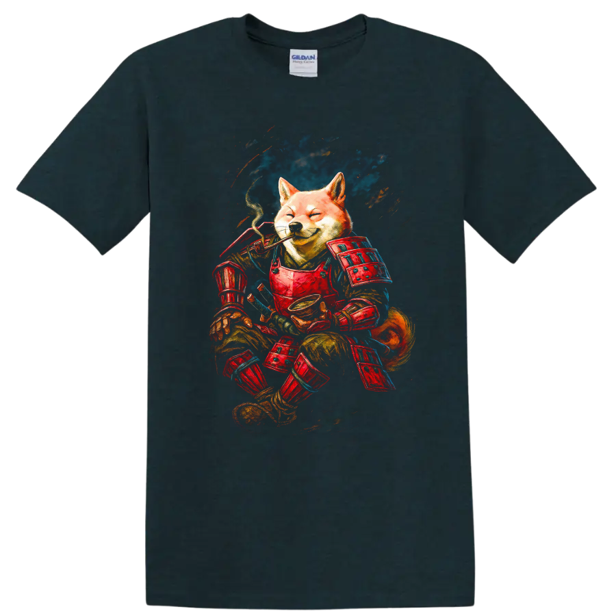 Samurai Shiba Inu Japanese Style Warrior Dog T Shirt - Midnight (Green)