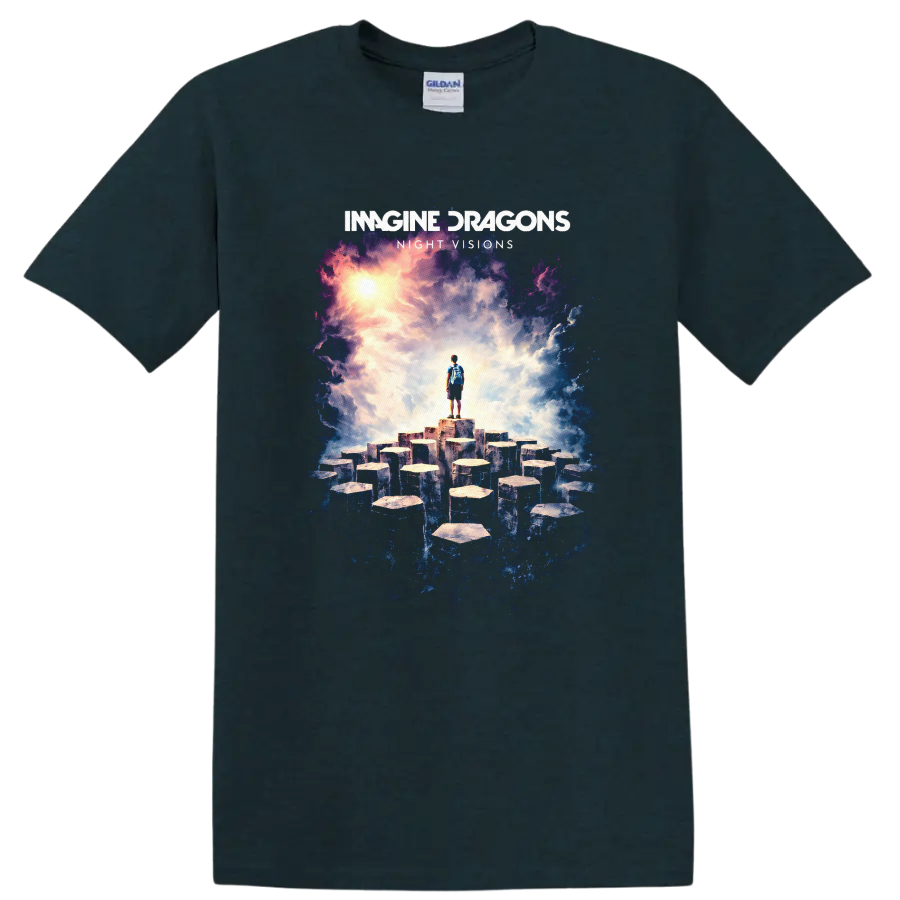 Imagine Dragons Night Visions Vintage Album Art T Shirt on a Midnight (Green) T Shirt