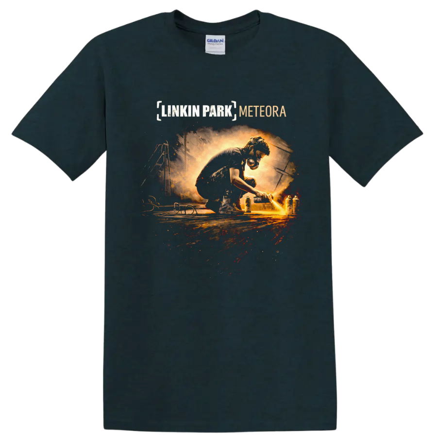 Linkin Park Meteora Vintage Classic Rock T Shirt on a Midnight (Green) T Shirt