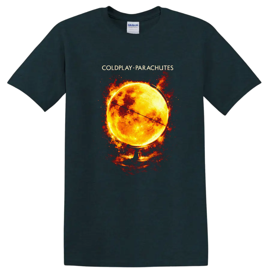 Coldplay Parachutes Vintage Classic Rock Album Cover T Shirt on a Midnight (Green) T Shirt