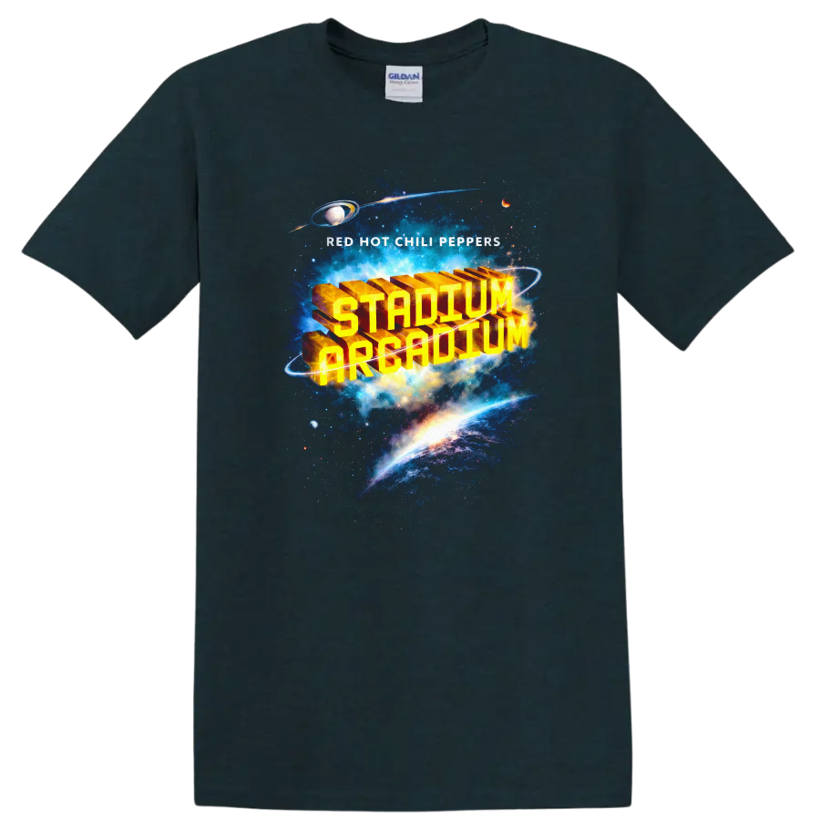 Vintage classic rock album cover art T Shirt featuring Red Hot Chili Peppers design on a Midnight (Green) T Shirt