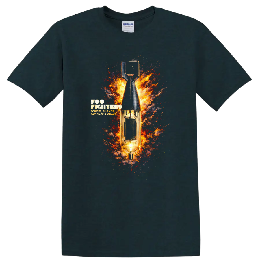 Foo Fighters Vintage Classic Rock Album Cover Art T Shirt - Midnight (Green)
