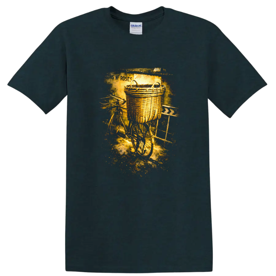 Vintage Classic Rock Album Cover Art Style Bicycle T Shirt - Midnight (Green)