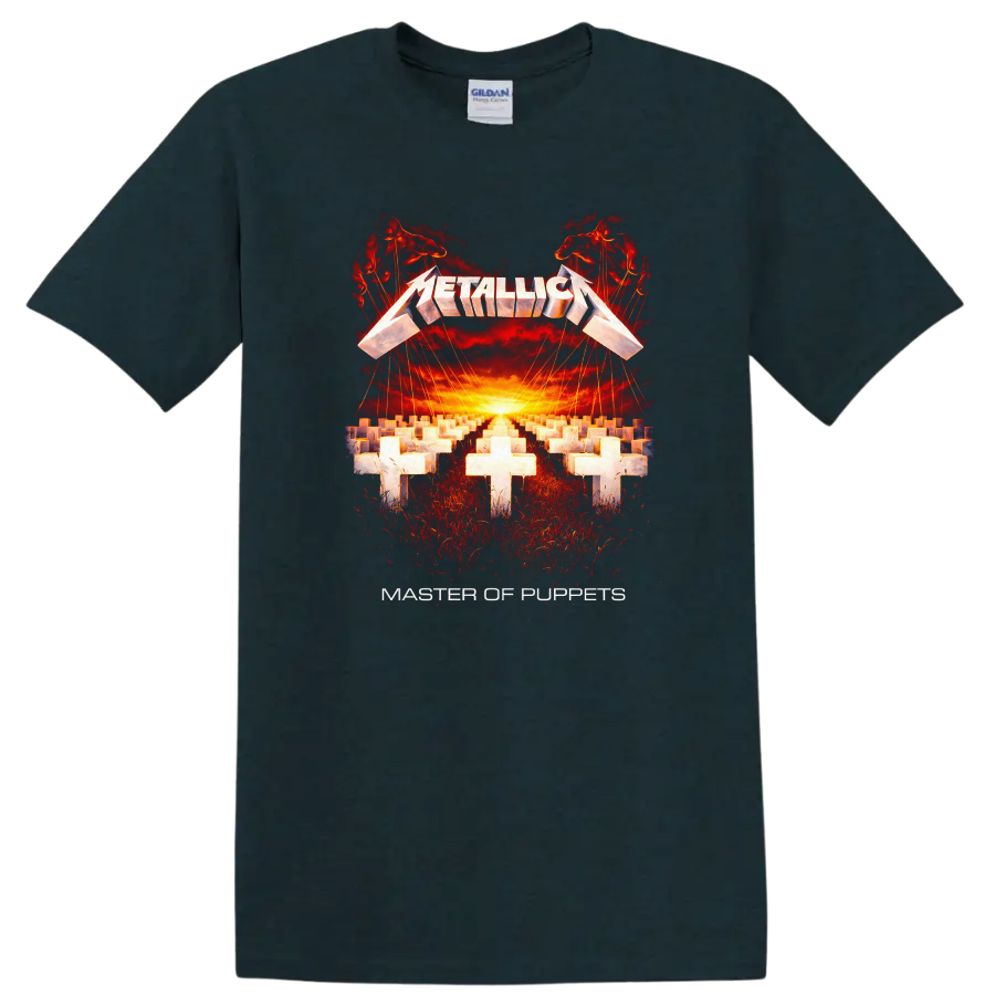 Metallica Master of Puppets Vintage Classic Rock T Shirt - Midnight (Green)