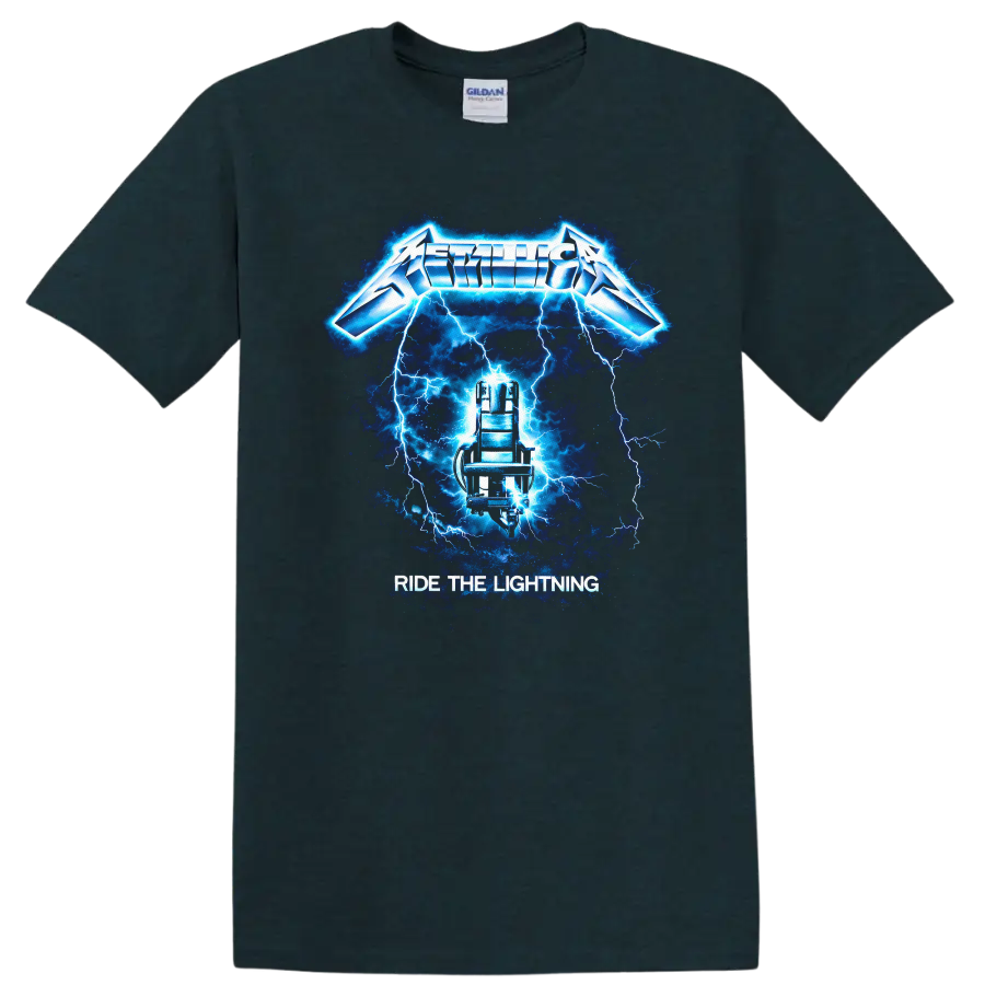 Metallica Ride the Lightning Vintage Classic Rock T Shirt - Midnight (Green)