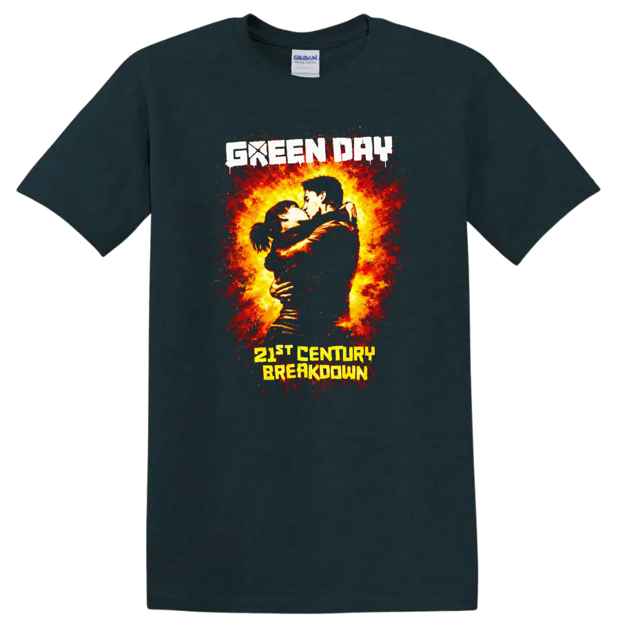 Green Day 21st Century Breakdown Vintage Classic Rock T Shirt - Midnight (Green)