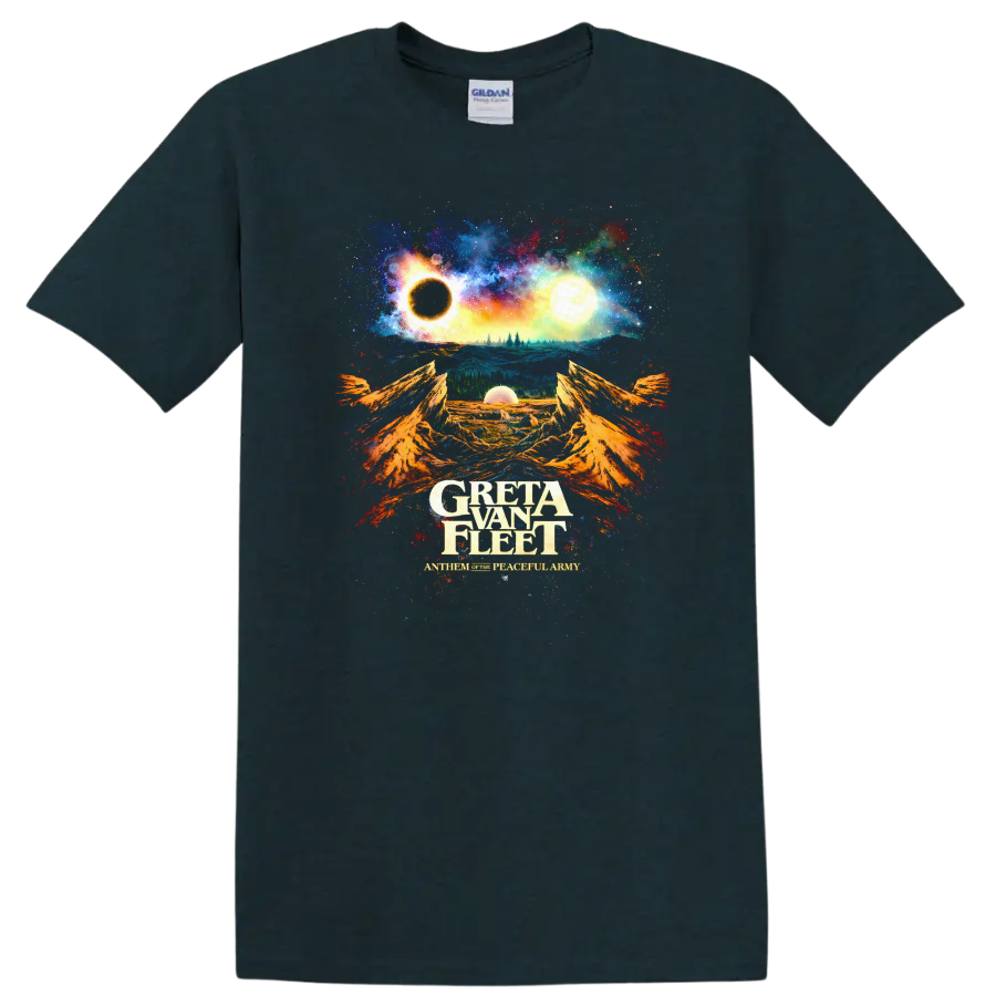 Greta Van Fleet Vintage Classic Rock Album Cover Art T Shirt - Midnight (Green)