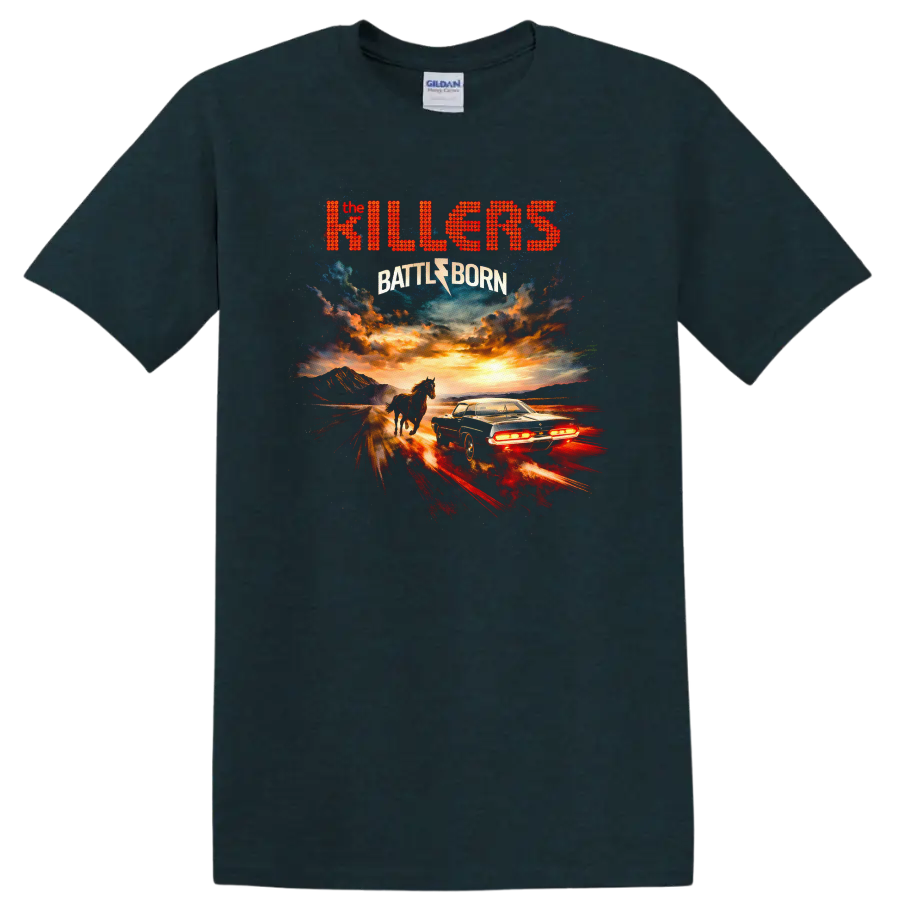 The Killers Battle Born Vintage Classic Rock T Shirt - Midnight (Green)