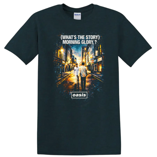 Oasis (What's the Story) Morning Glory? vintage album cover art T - Midnight (Green)