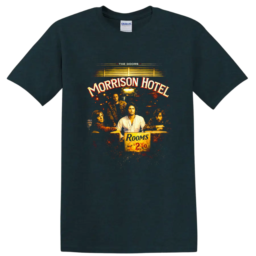Morrison Hotel Vintage Classic Rock T Shirt - Midnight (Green)