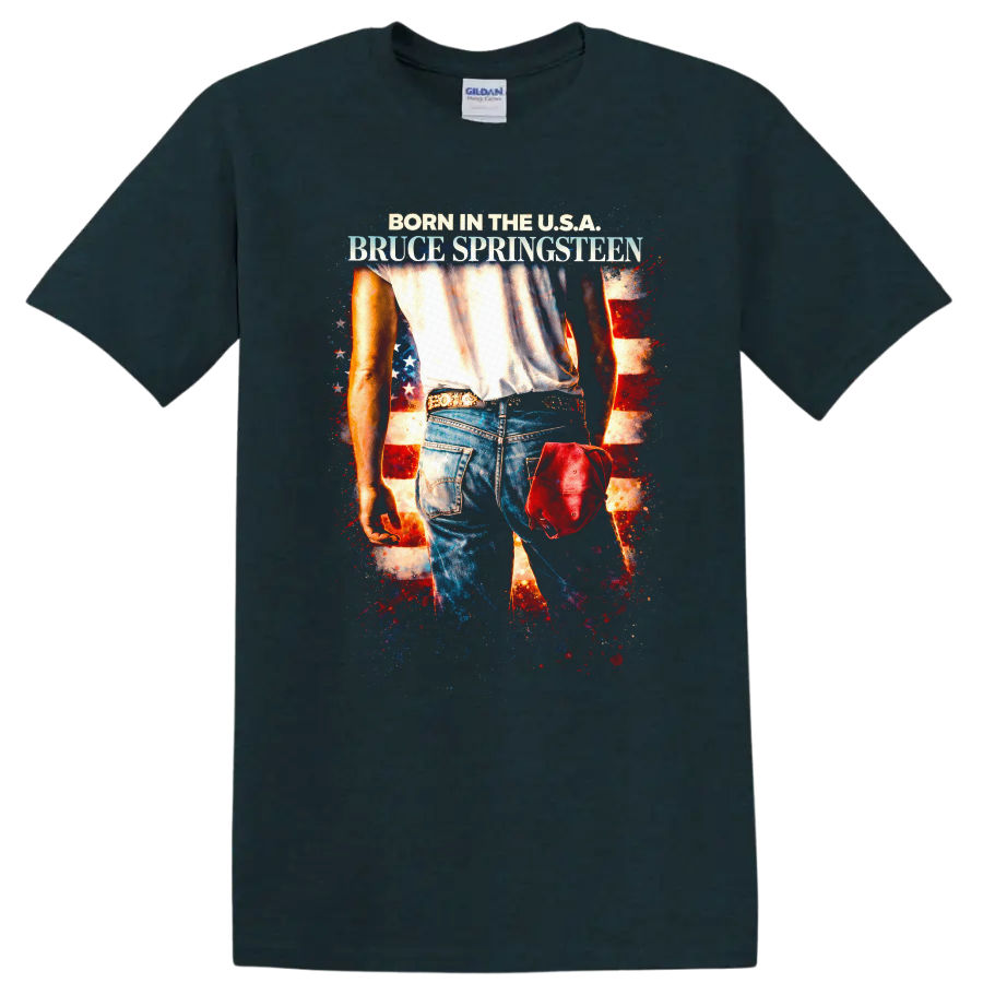 Born in the U.S.A. Bruce Springsteen Vintage T Shirt - Midnight (Green)