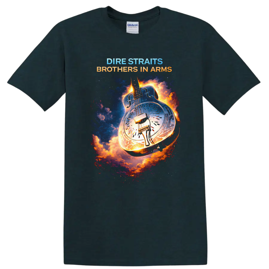 Dire Straits Brothers in Arms Vintage Classic Rock T Shirt - Midnight (Green)
