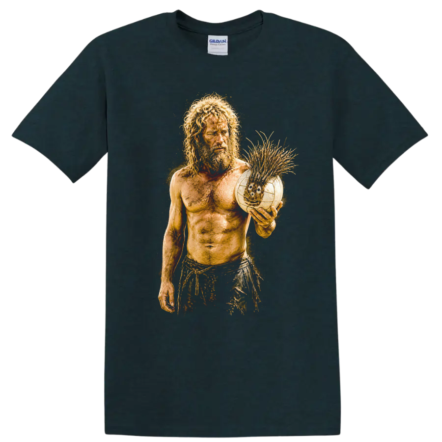 Vintage Cult Movie Cast Away Tom Hanks T Shirt on a Midnight (Green) T Shirt