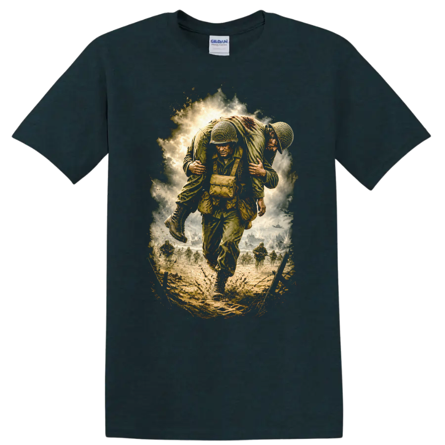 Saving Private Ryan Vintage Movie T Shirt on a Midnight (Green) T Shirt