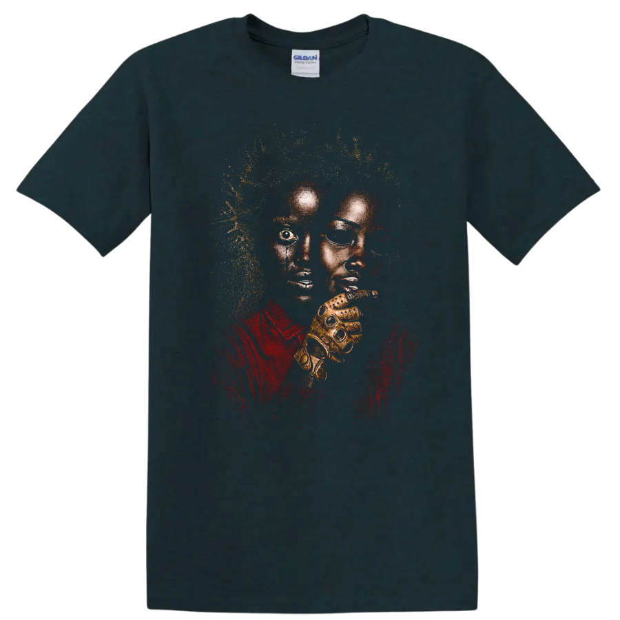 Unique Art Graphic T Shirt with Bold Design and Colorful Elements Tee - Midnight (Green)