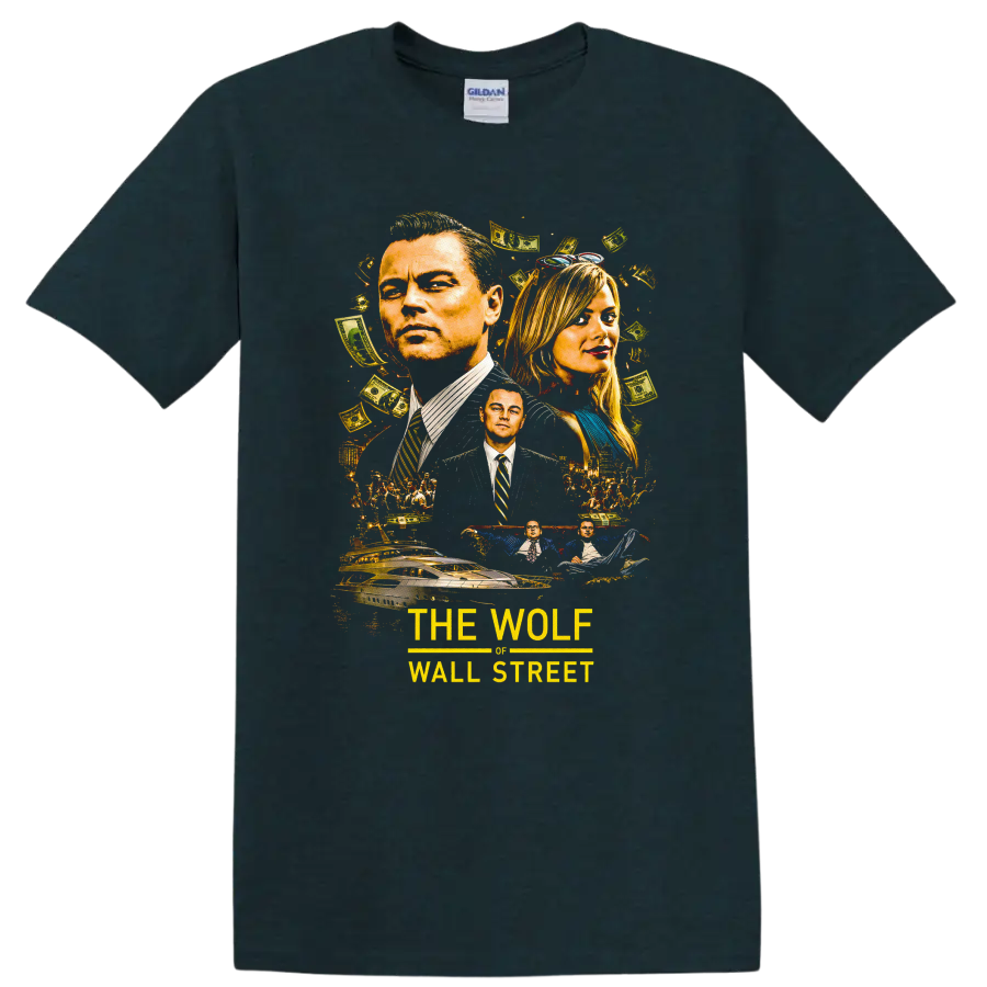 Vintage Cult Movie The Wolf of Wall Street T Shirt on a Midnight (Green) T Shirt
