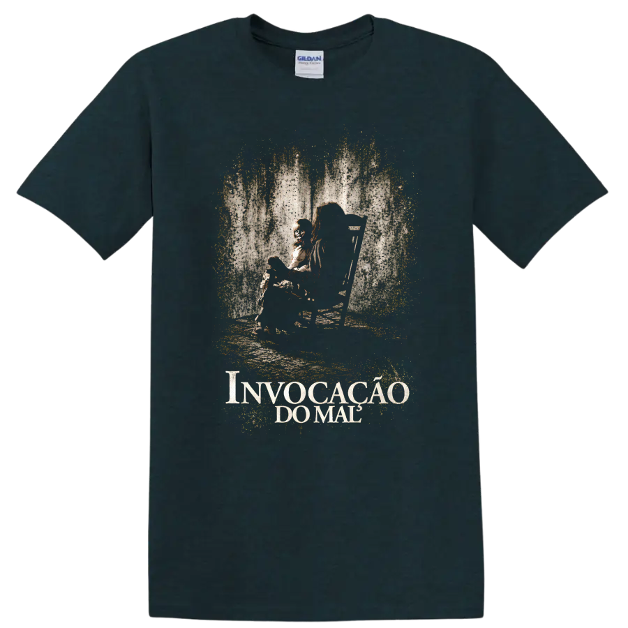 Horror Movie T Shirt Ghostly Figure Creepy Design Invocation of Evil Tee - Midnight (Green)