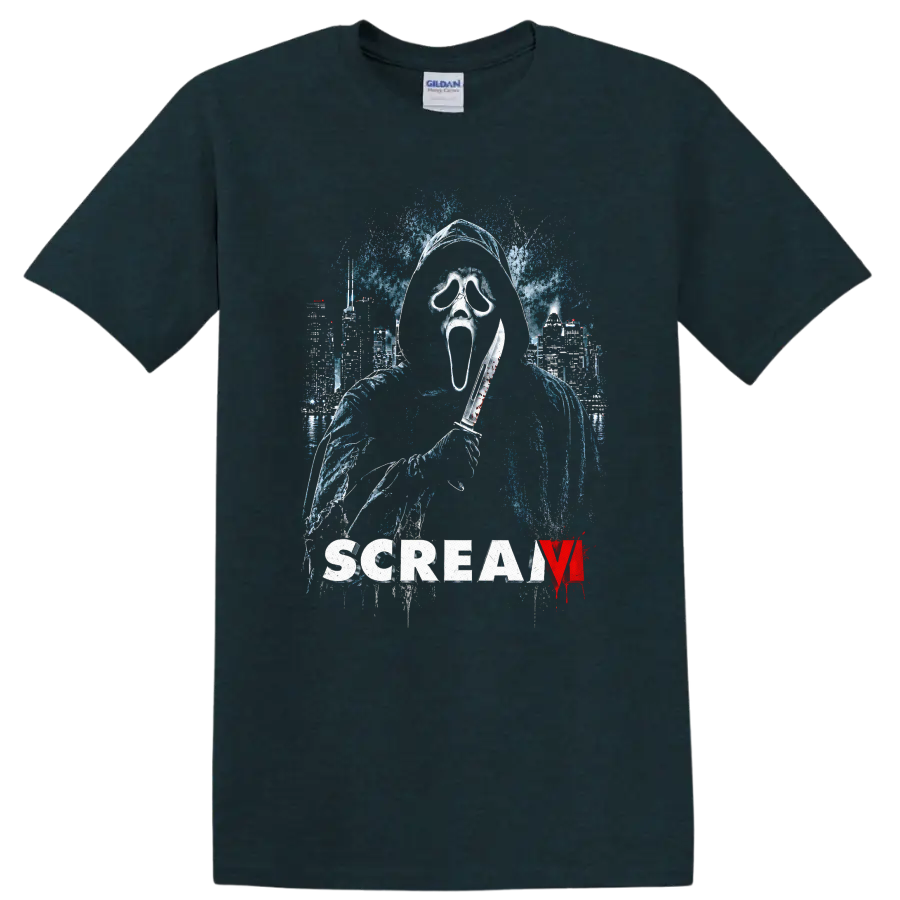 Scream VI Vintage Cult Movie Character T Shirt on a Midnight (Green) T Shirt