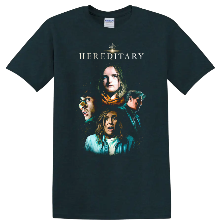 Hereditary Vintage Cult Movie Character Portrait Style T Shirt on a Midnight (Green) T Shirt