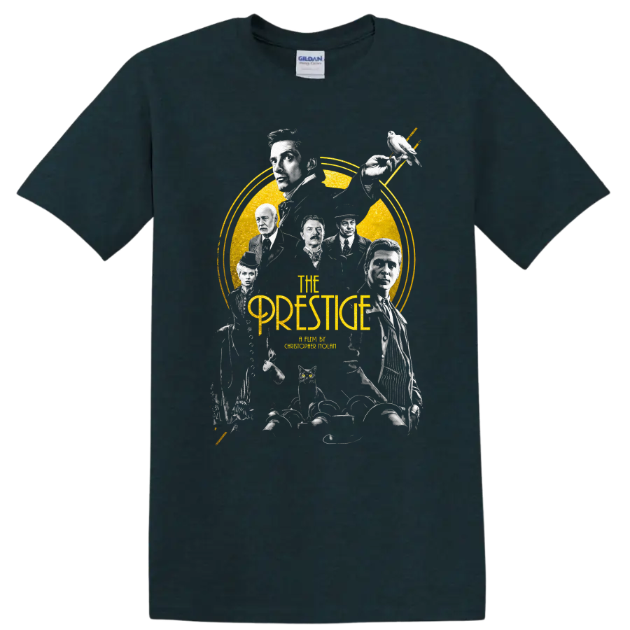 The Prestige Vintage Cult Movie Character Portrait T Shirt on a Midnight (Green) T Shirt