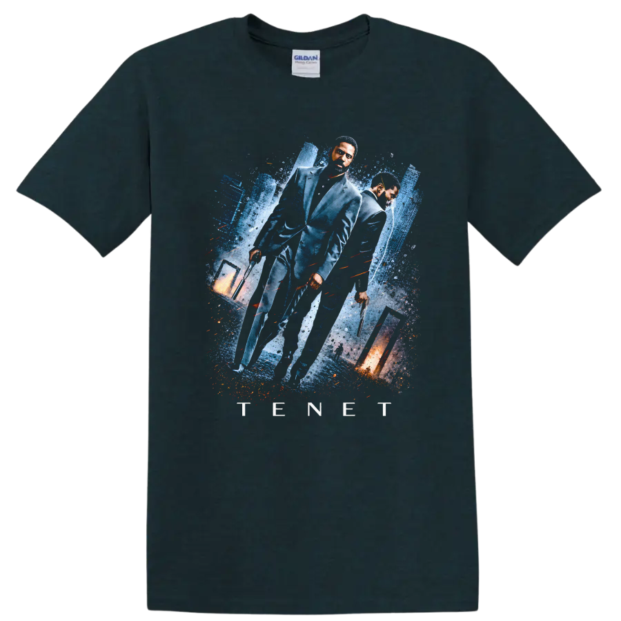Vintage Cult Movie Tenet T Shirt on a Midnight (Green) T Shirt