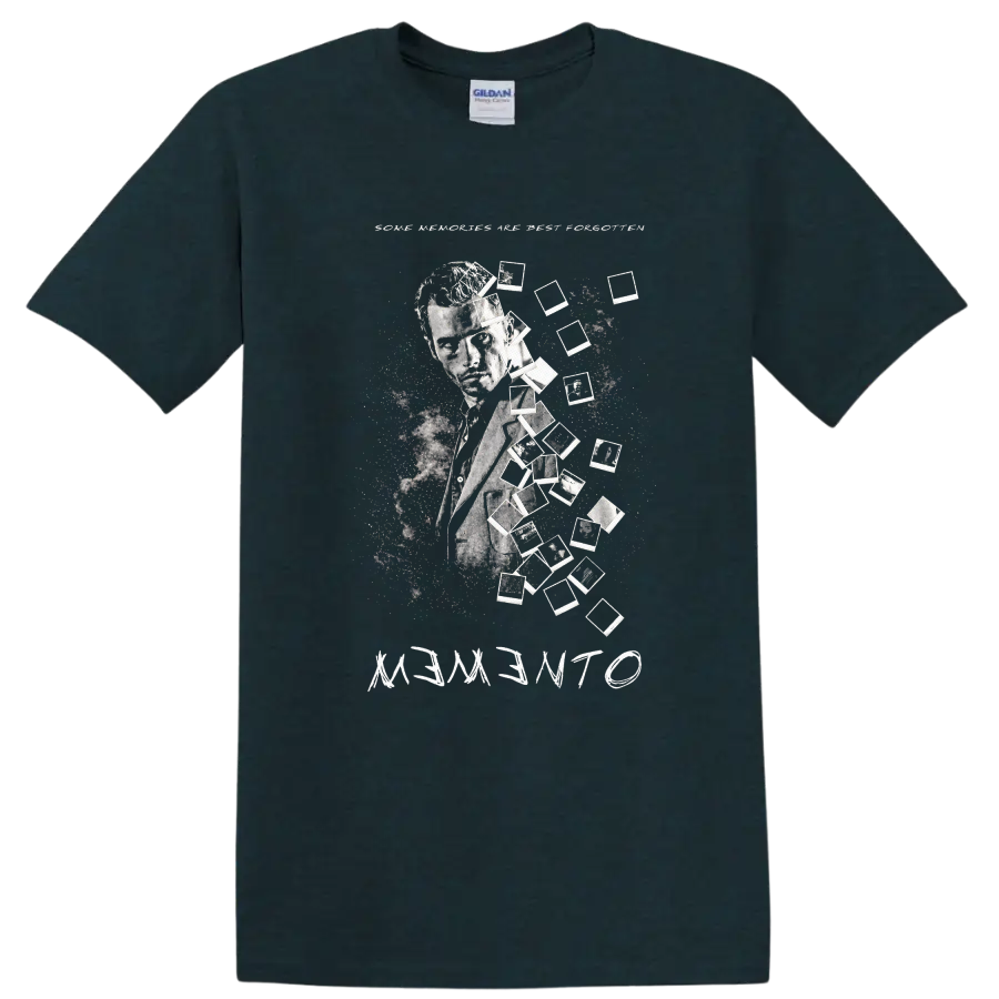 Vintage Cult Movie Memento T Shirt on a Midnight (Green) T Shirt