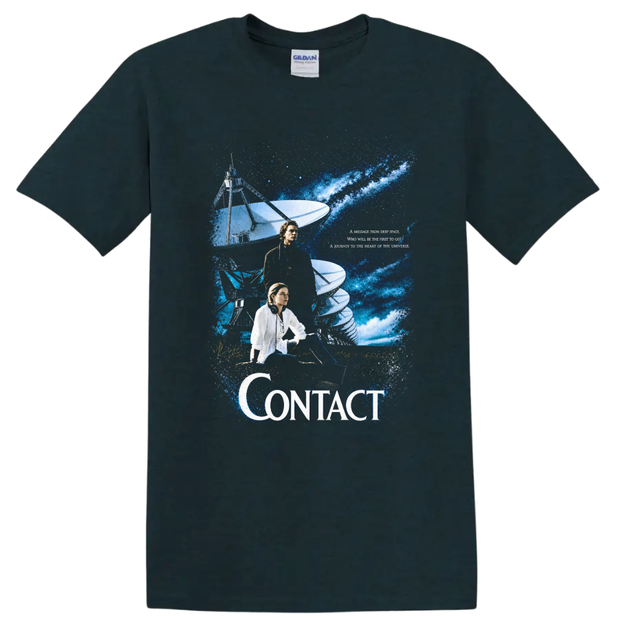 Vintage Cult Movie Contact Jodie Foster T Shirt on a Midnight (Green) T Shirt