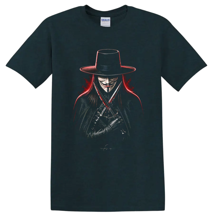 Horror Vengeance T Shirt Graphic Design w/ Scissors Red Black Tee - Midnight (Green)