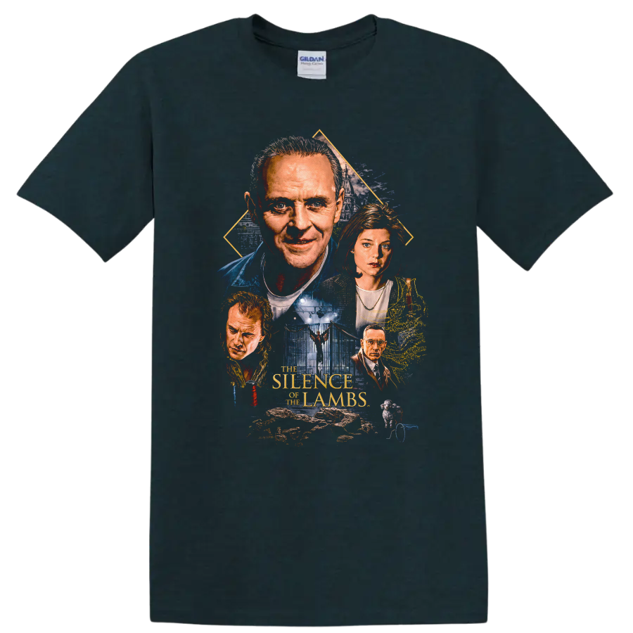 Silence of the Lambs Movie Characters Horror T Shirt Graphic Tee - Midnight (Green)