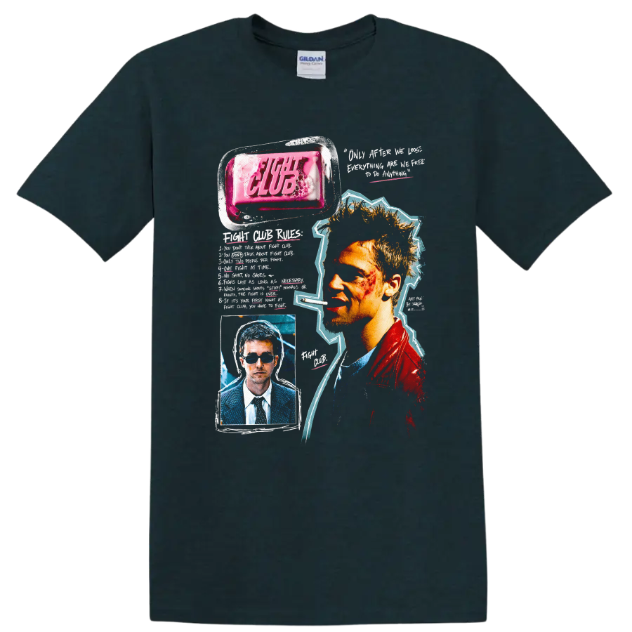 Vintage Fight Club T Shirt on a Midnight (Green) T Shirt