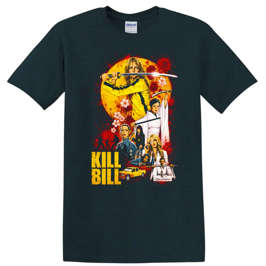 Kill Bill Vintage Cult Movie Character Portrait Style T Shirt on a Midnight (Green) T Shirt