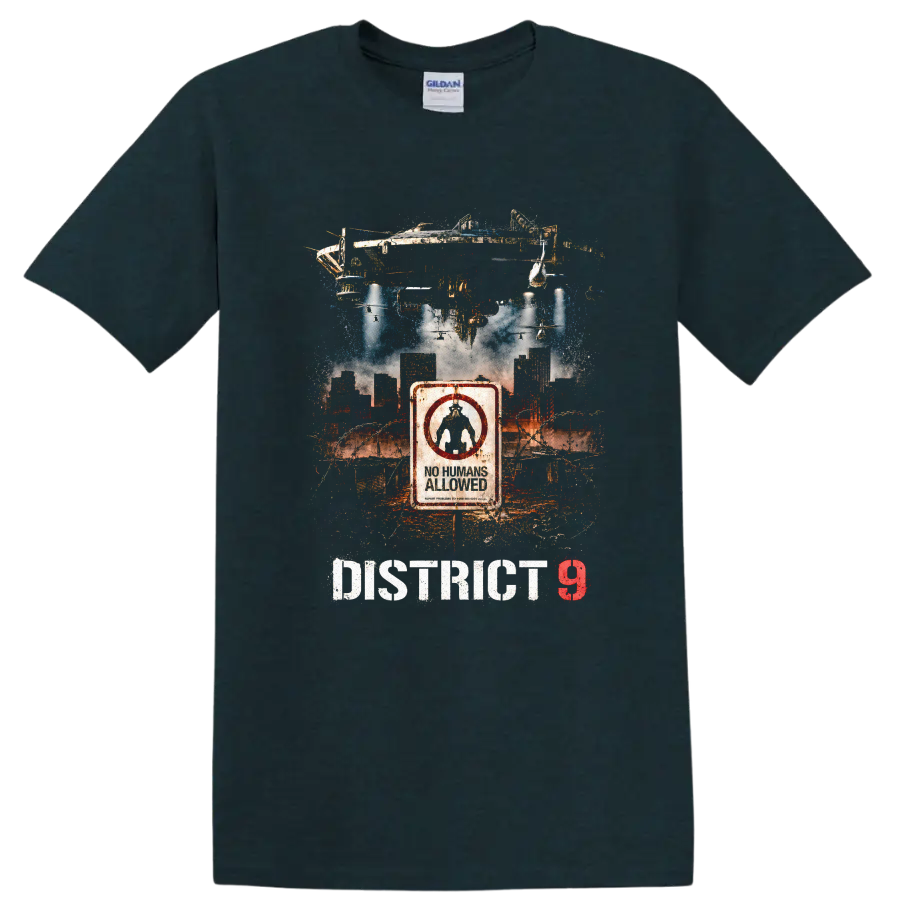 District 9 Vintage Cult Movie T Shirt on a Midnight (Green) T Shirt