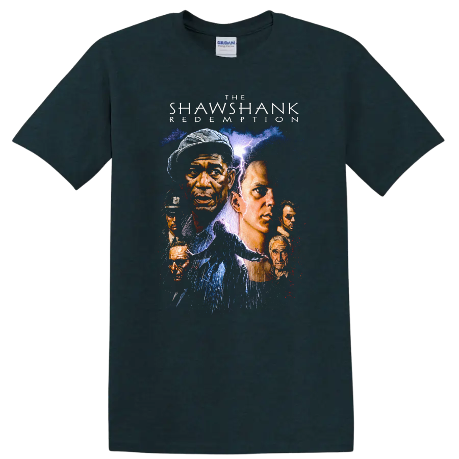 Shawshank Redemption Art T Shirt Classic Movie Graphic Tee Movie Lovers Humor - Midnight (Green)