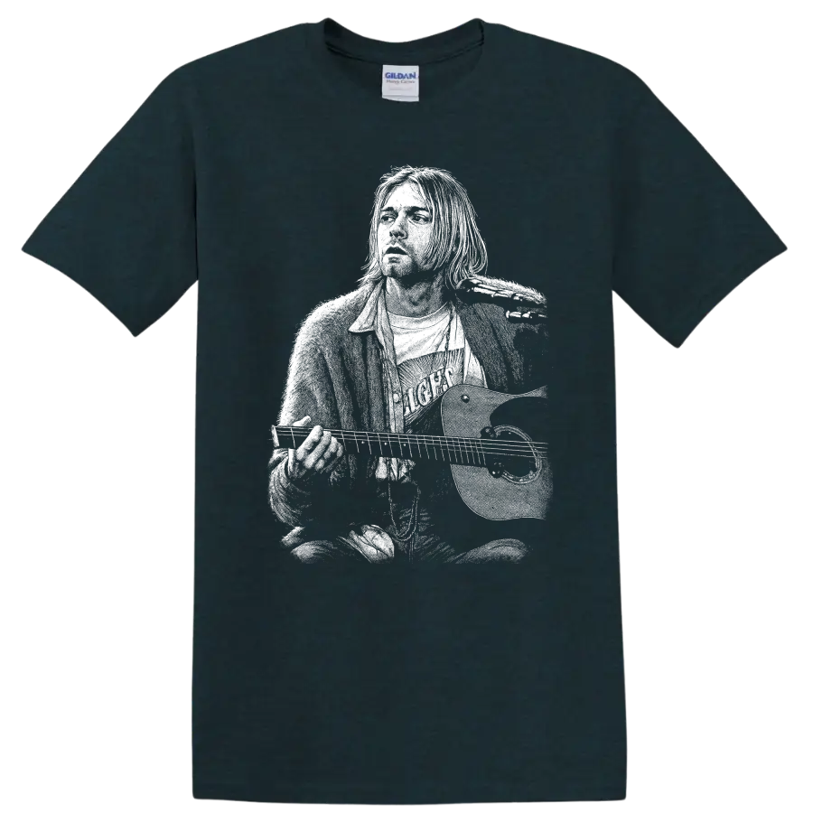 Kurt Cobain Nirvana Rock Legends Tribute T Shirt - Midnight (Green)