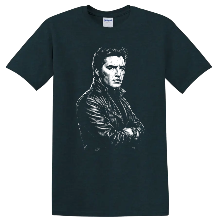Elvis Presley King of Rock and Roll Portrait T Shirt - Midnight (Green)