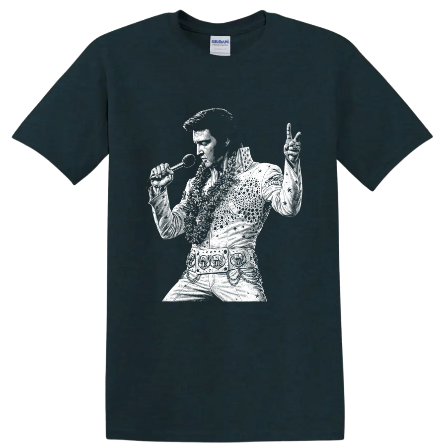 Elvis Presley King of Rock and Roll Silhouette T Shirt - Midnight (Green)